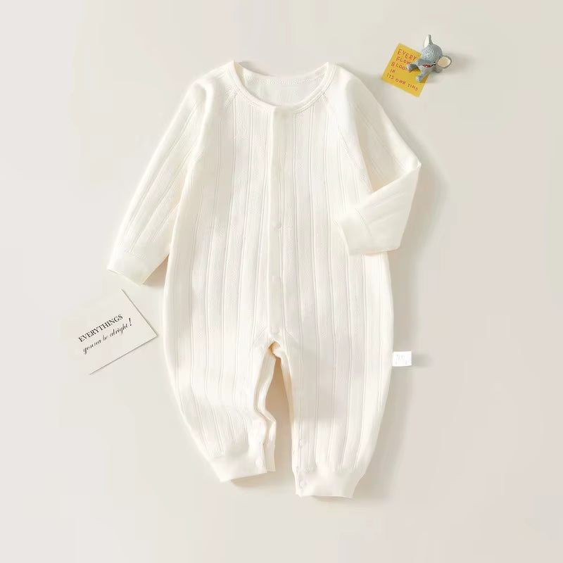 Baby Onesie Spring and Autumn Thickened Cotton Class a Long Sleeve Pajamas Cotton Baby Clothes Four Seasons Out Climbing Clothes