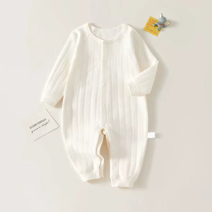 Baby Onesie Spring and Autumn Thickened Cotton Class a Long Sleeve Pajamas Cotton Baby Clothes Four Seasons Out Climbing Clothes