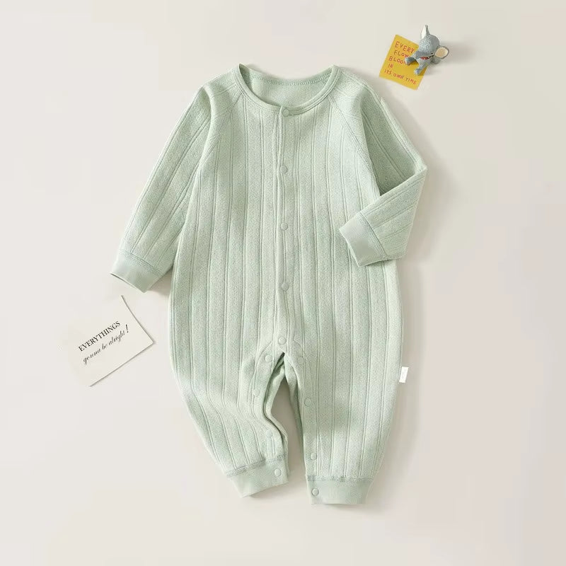 Baby Onesie Spring and Autumn Thickened Cotton Class a Long Sleeve Pajamas Cotton Baby Clothes Four Seasons Out Climbing Clothes