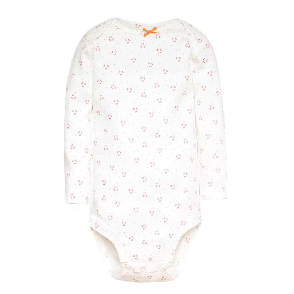 3-5 Pack Soft Cotton Long Sleeve Bodysuits Set