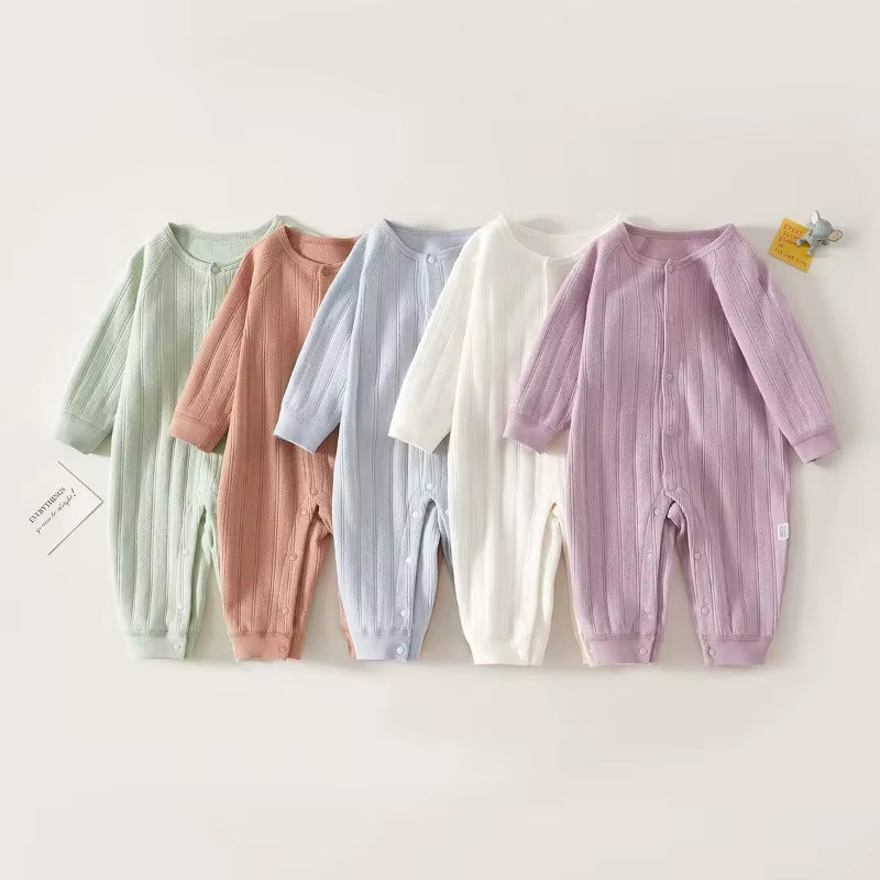 Baby Onesie Spring and Autumn Thickened Cotton Class a Long Sleeve Pajamas Cotton Baby Clothes Four Seasons Out Climbing Clothes